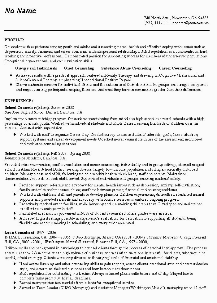 school counselor resume template