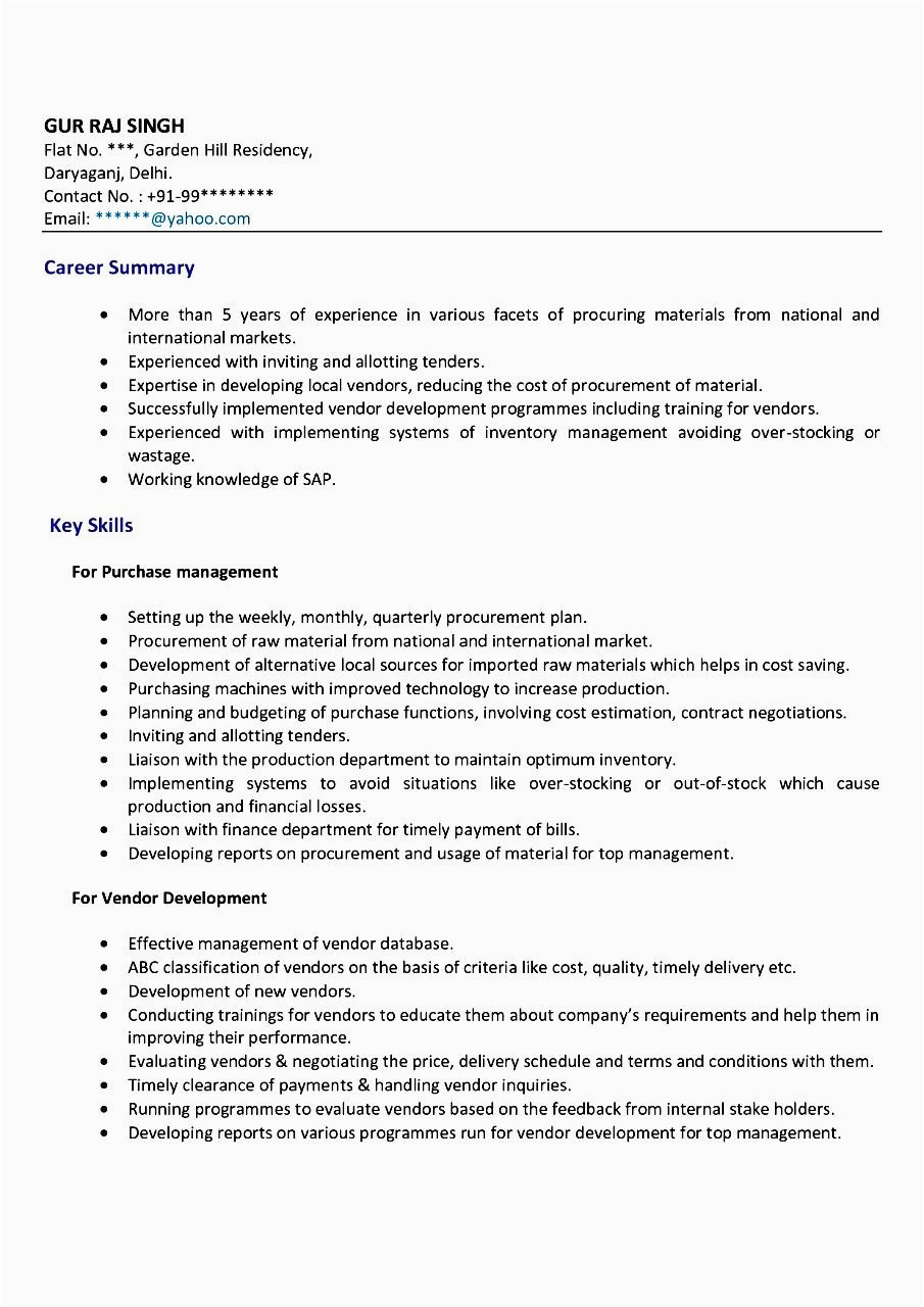 Sample Resume format for Purchase Executive Purchase Executive Resume Samples