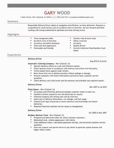 Sample Resume Newspaper Delivery Job Description 20 Delivery Driver Job Description Resume In 2020