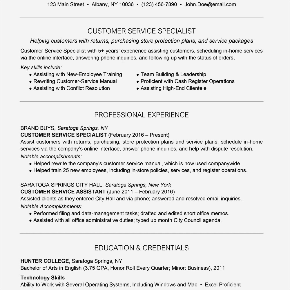 Sample Resume Skills Section Customer Service Customer Service Resume Examples and Writing Tips