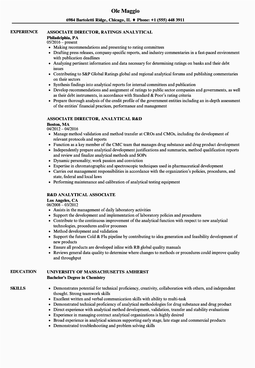 Sample Resume Strong Analytical Skills Example