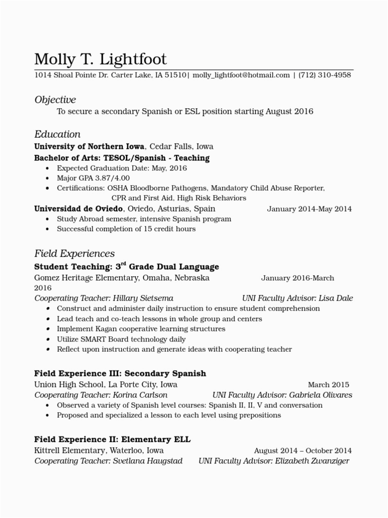 teaching resume