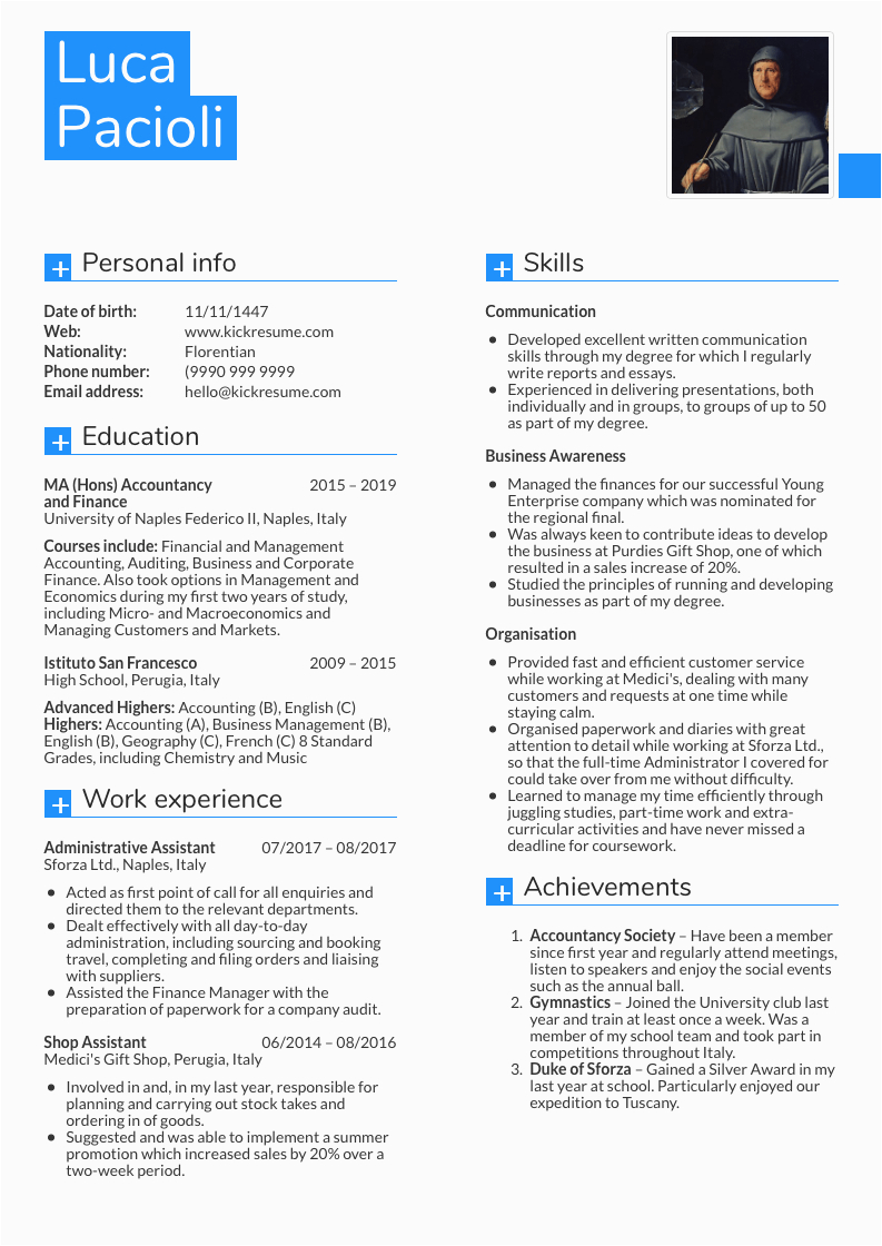 Sample Resume Template for Experienced Candidate Work Experience Sample Cv for Accountant Simple Guidance