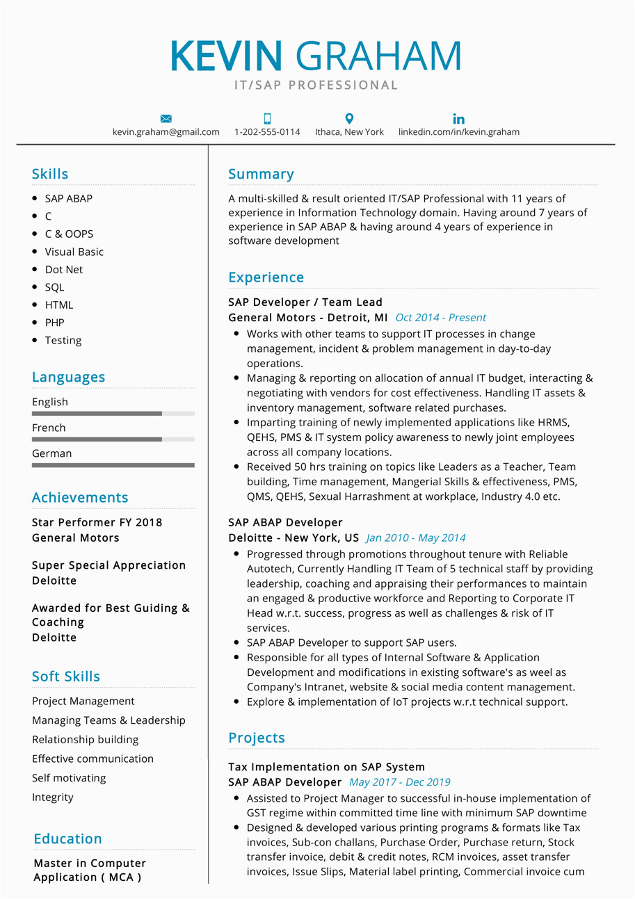 professional sap resume sample