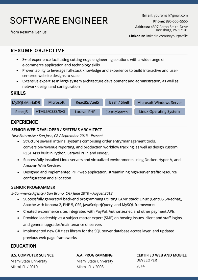 6 Months Experience Resume Sample In software Engineer software Engineer Resume Example & Writing Tips