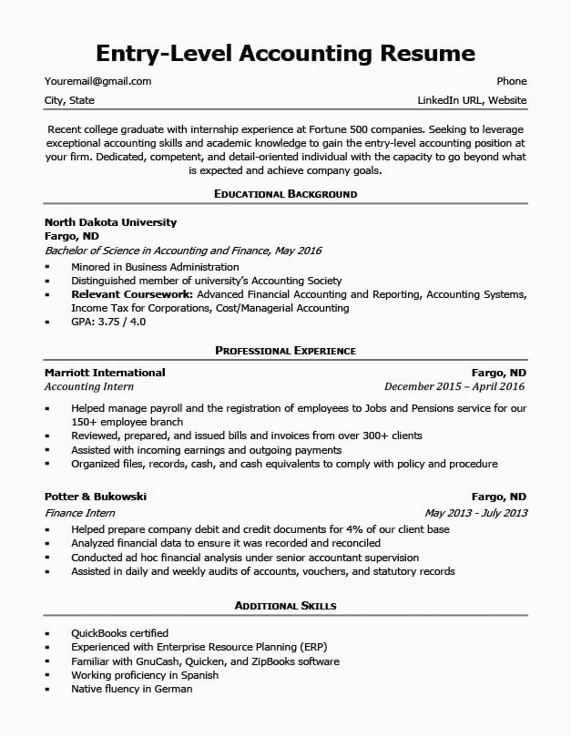 Entry Level Accounting Bookkeeping Resume Sample Entry Level Accounting Resume Sample & 4 Writing Tips