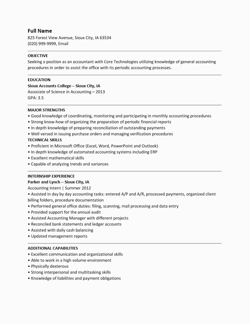 Entry Level Accounting Jobs Resume Sample Entry Level Accounting Resume Template Resume Templates
