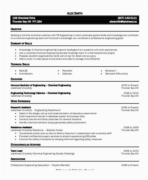 chemical engineer resume