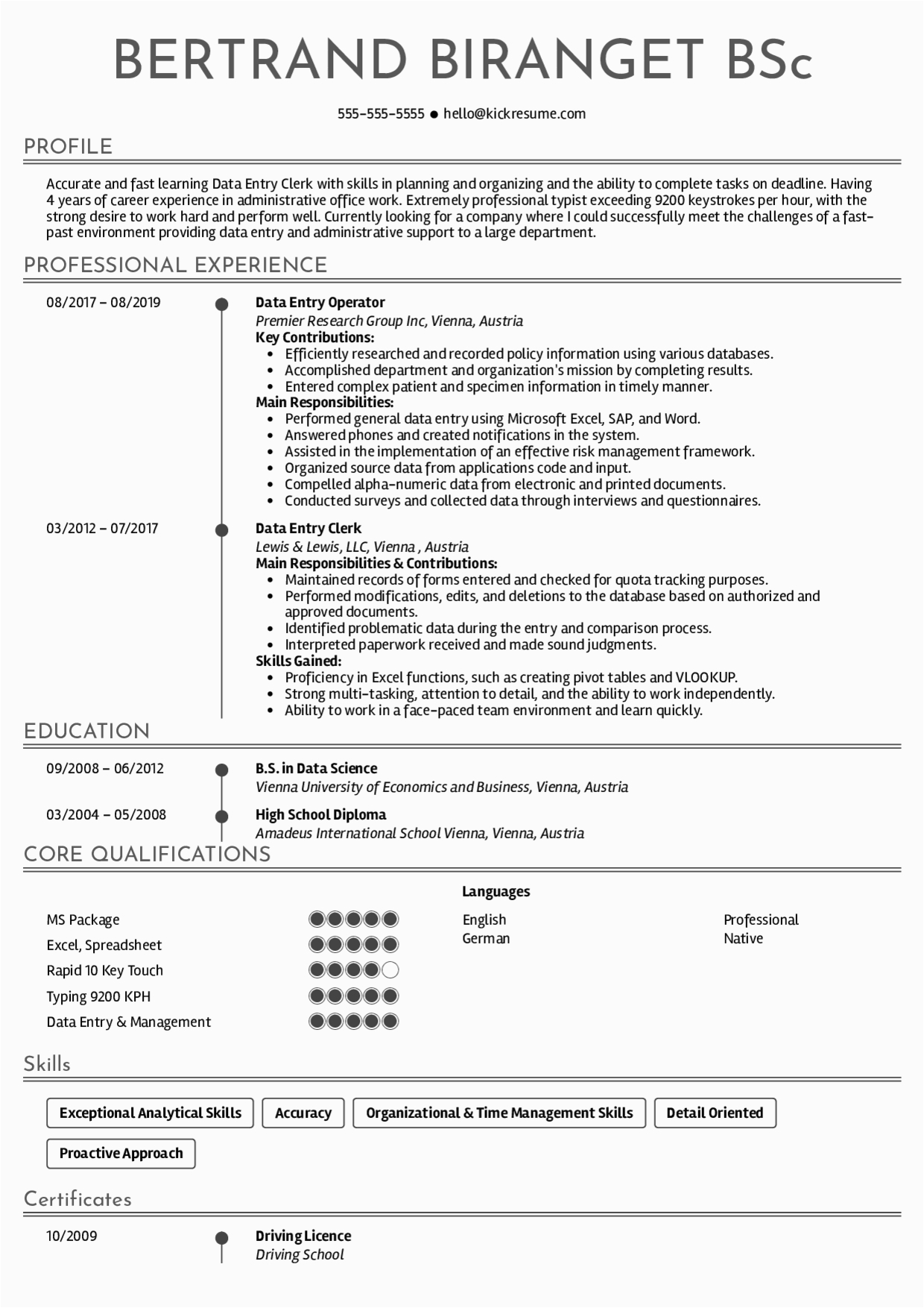formatted data entry resume sample 2020
