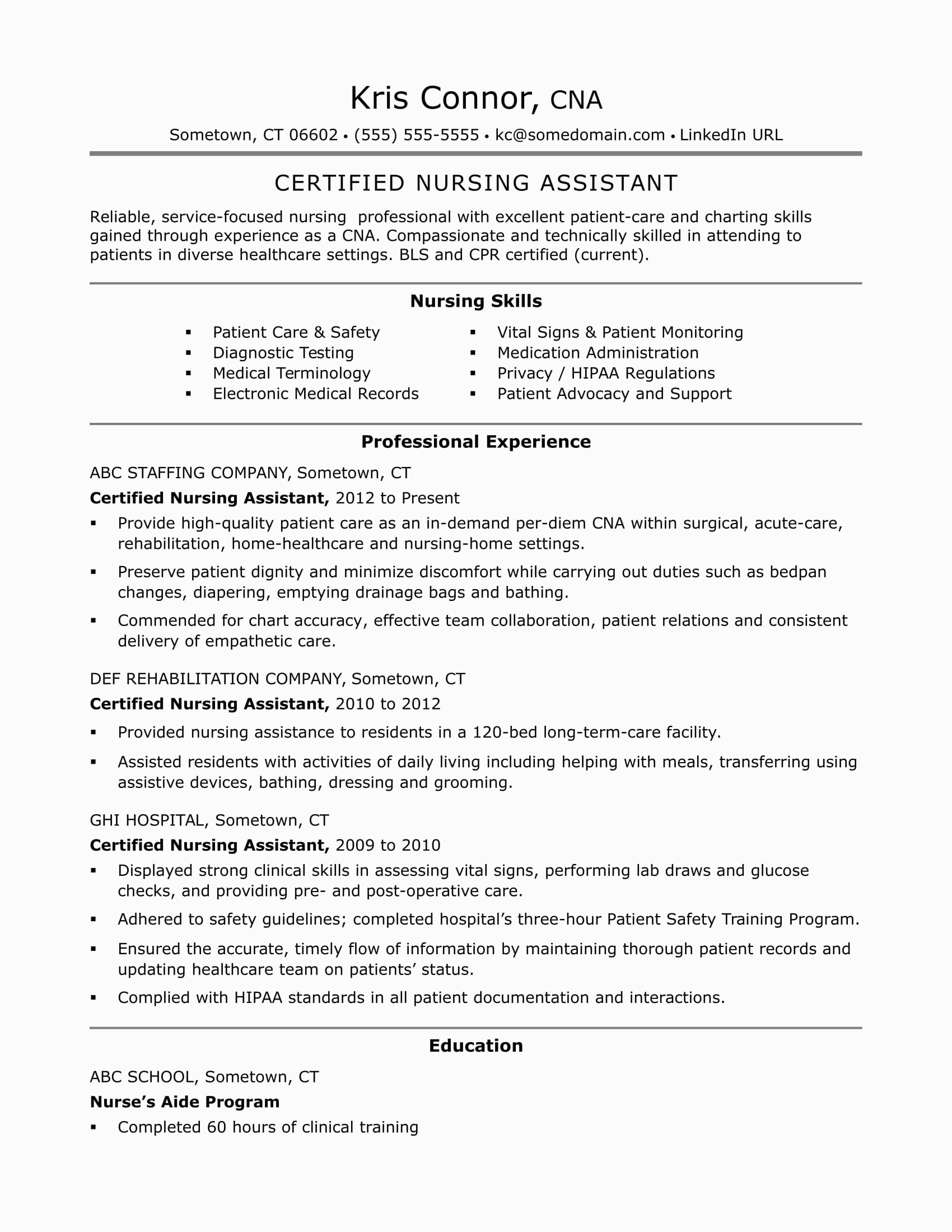 lpn resume sample long term care