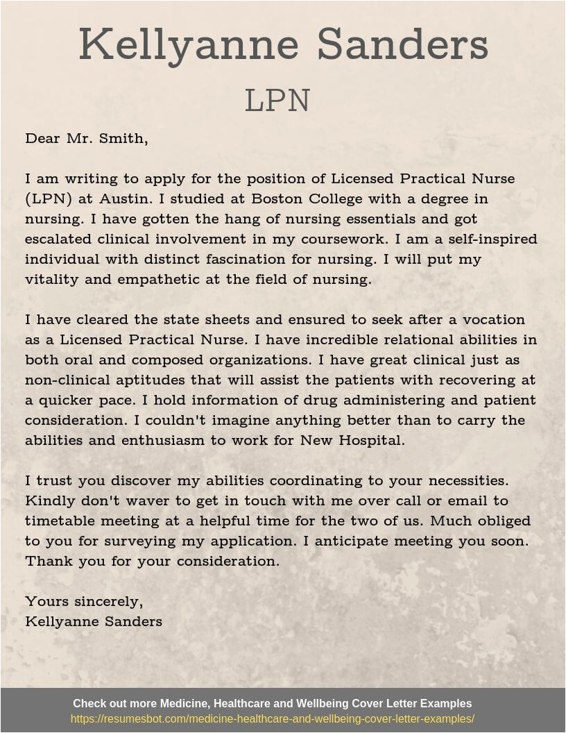 lpn cover letter example