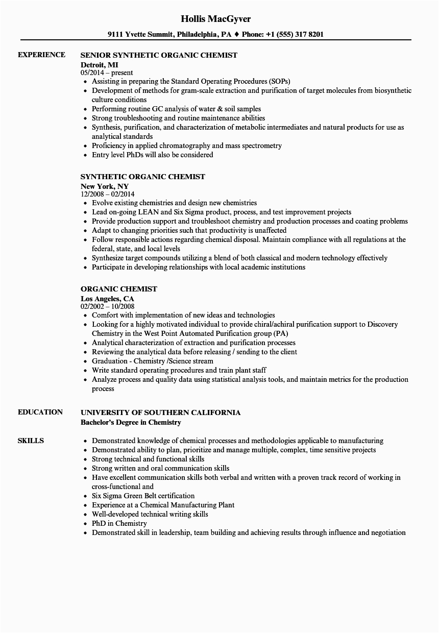 bsc chemistry resume format pdf