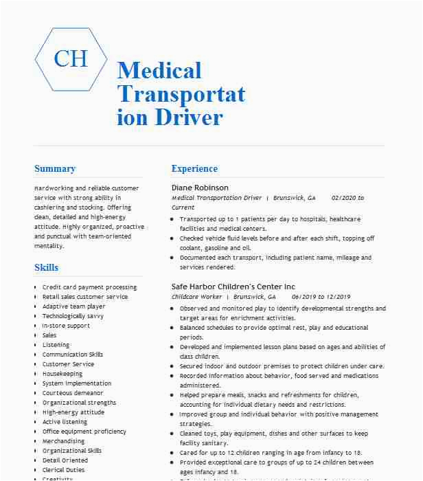 Non Emergency Medical Transportation Driver Resume Sample Non Emergency Medical Transportation Driver Resume Example