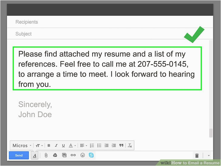 sending a resume through email