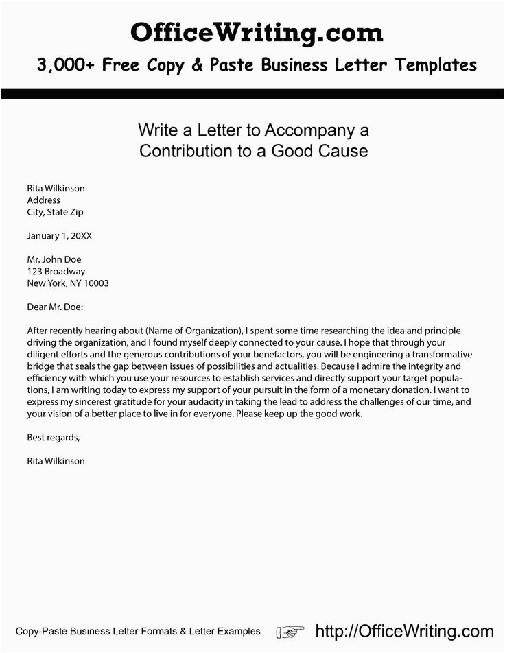 Sample Cover Letter to Accompany Resume Write A Letter to Ac Pany A Contribution to A Good Cause