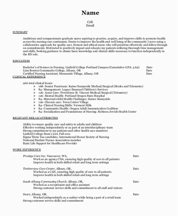 experienced nursing resume template
