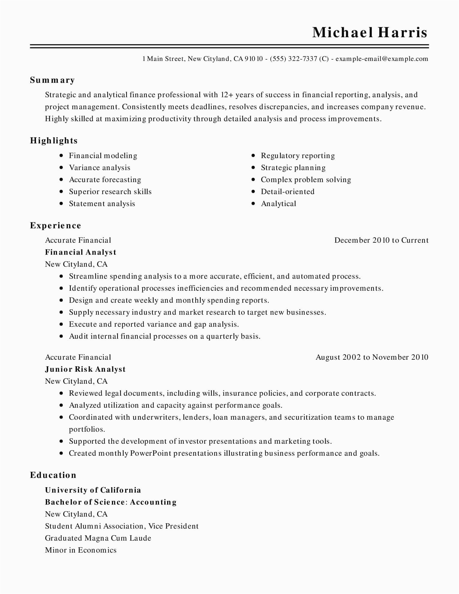 resume for job interview ms word
