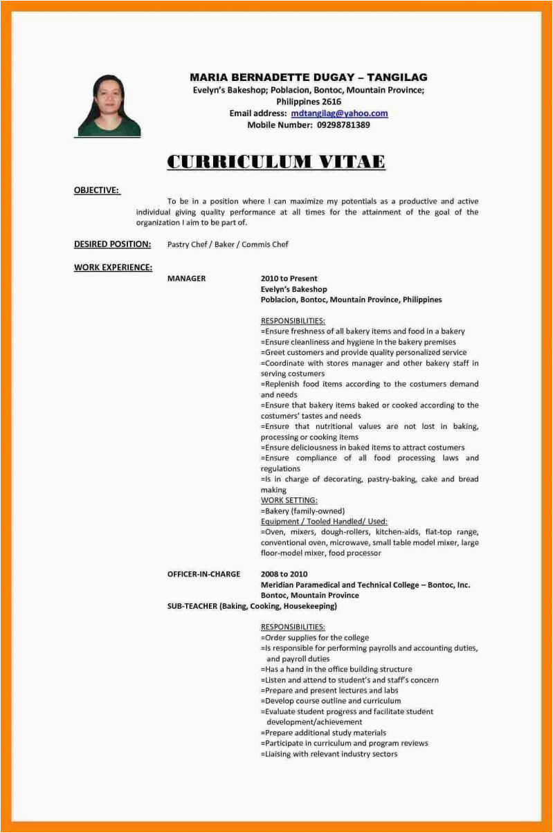 teacher applicant sample resume for