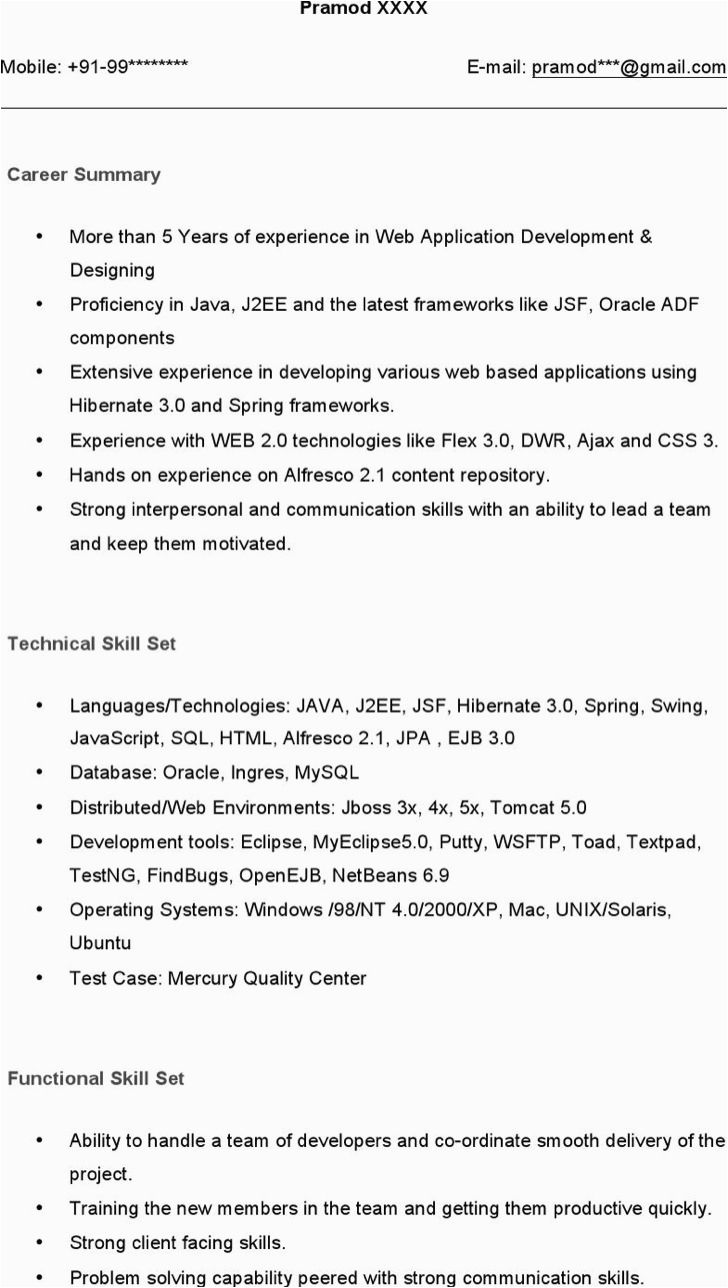 java developer resume template