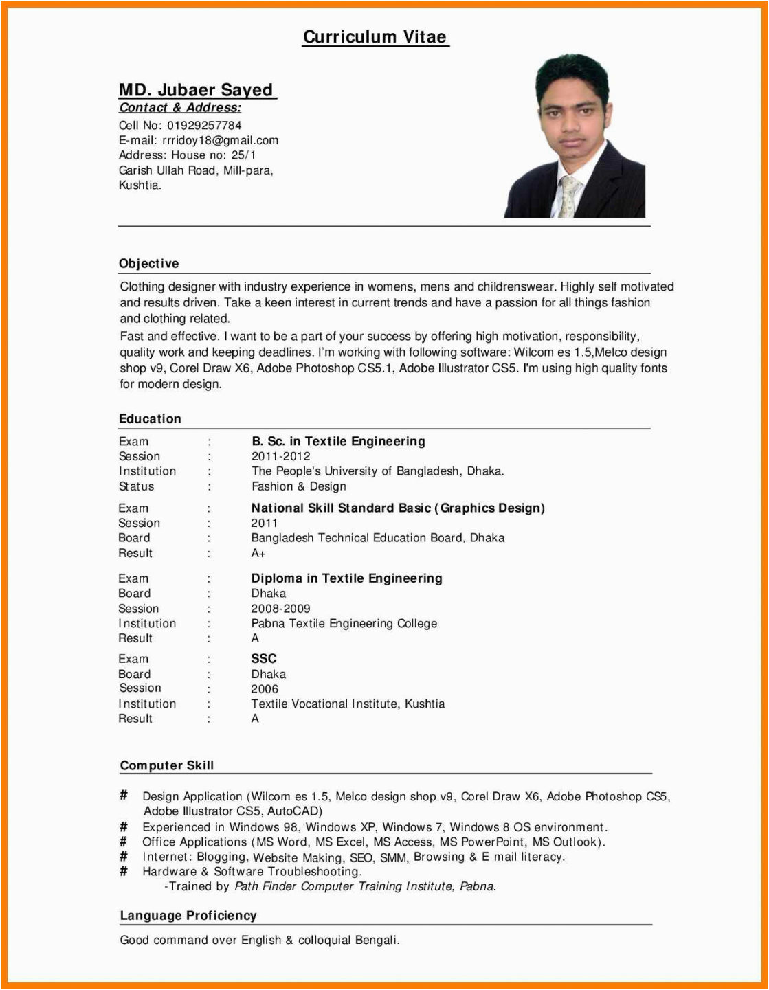 resume format job interview