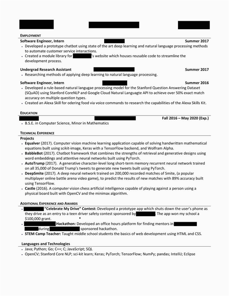 Sample Resume for Ojt Computer Science Students Puter Science Undergraduate Resume Trendy Puter Science