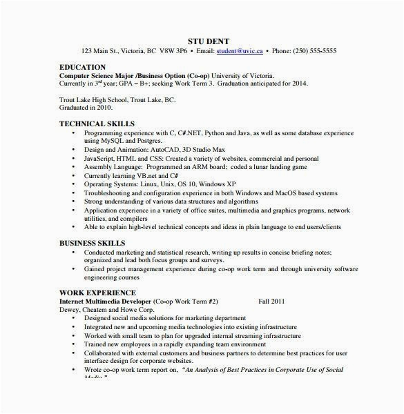 Sample Resume for Ojt Computer Science Students Sample Puter Science Resume Luxury Sample Puter Science