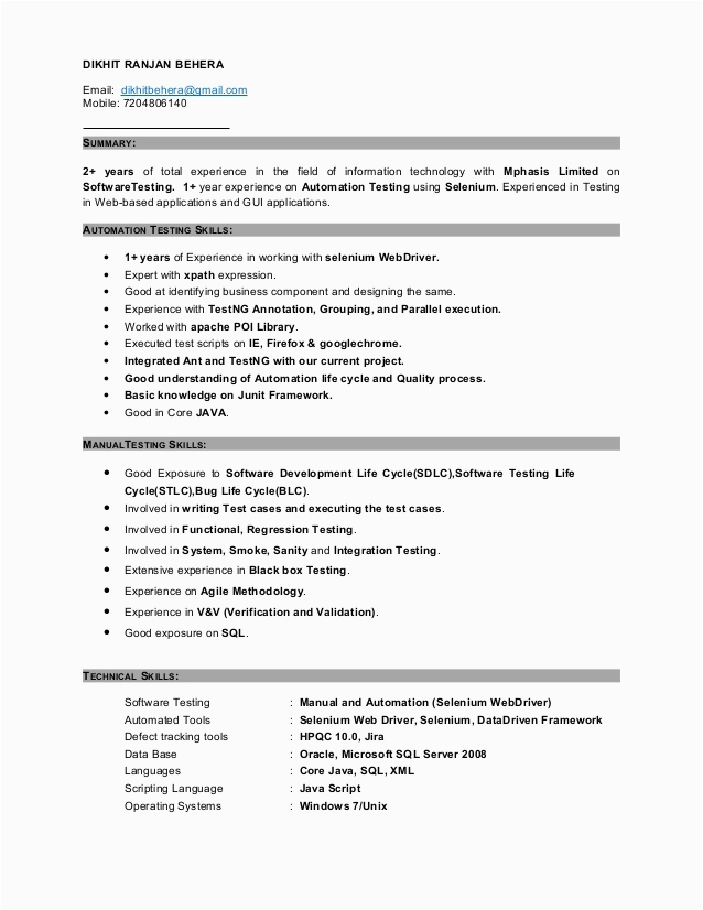 Sample Resume for Selenium Automation Tester Fresher Drb Exp Resume Manual and Selenium Master Copy Corrected 2