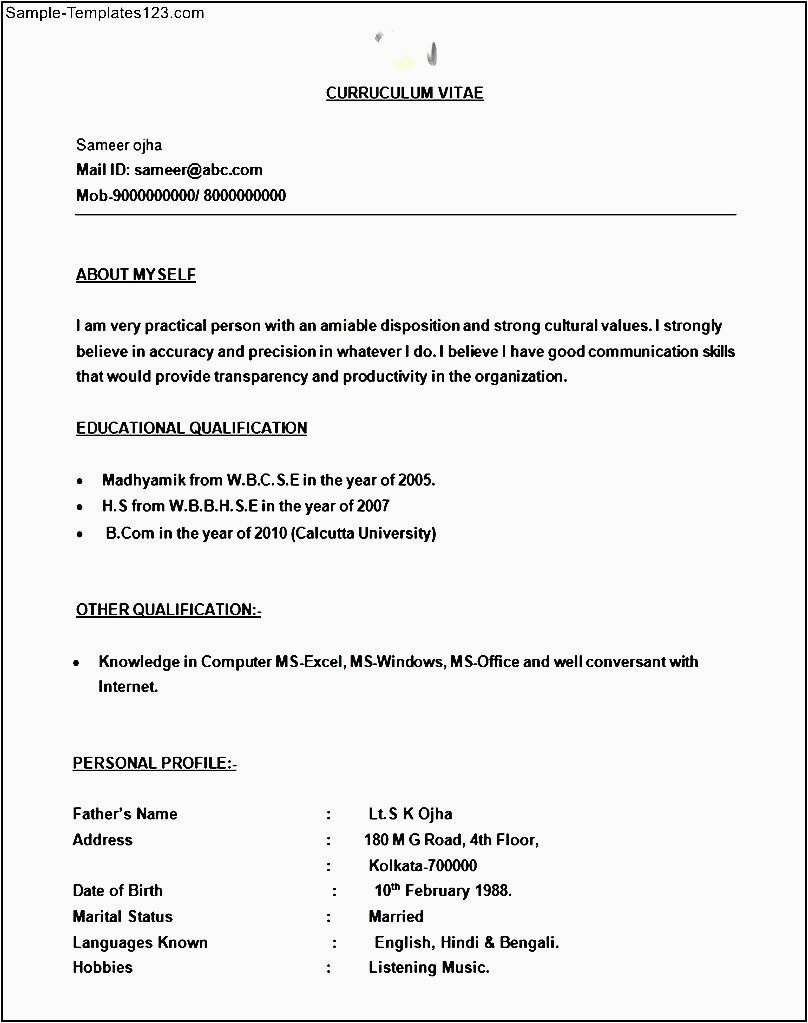 simple bpo call centre resume template