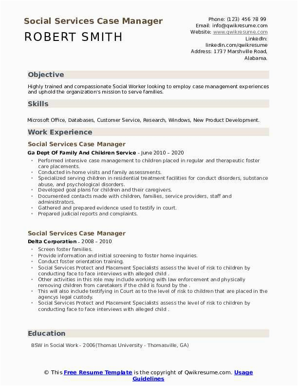 social services case manager
