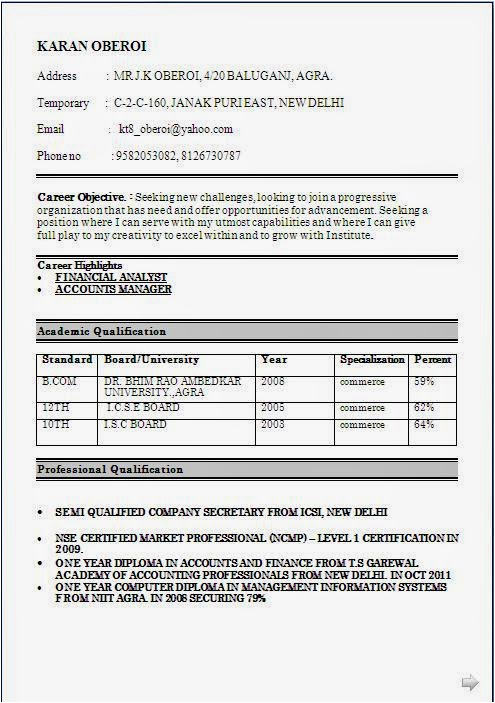 b fresher resume format