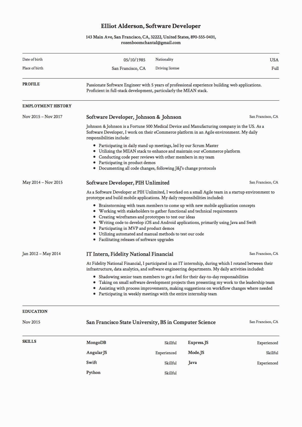 Sample Resume Summary for software Developer Guide software Developer Resume [ 12 Samples]