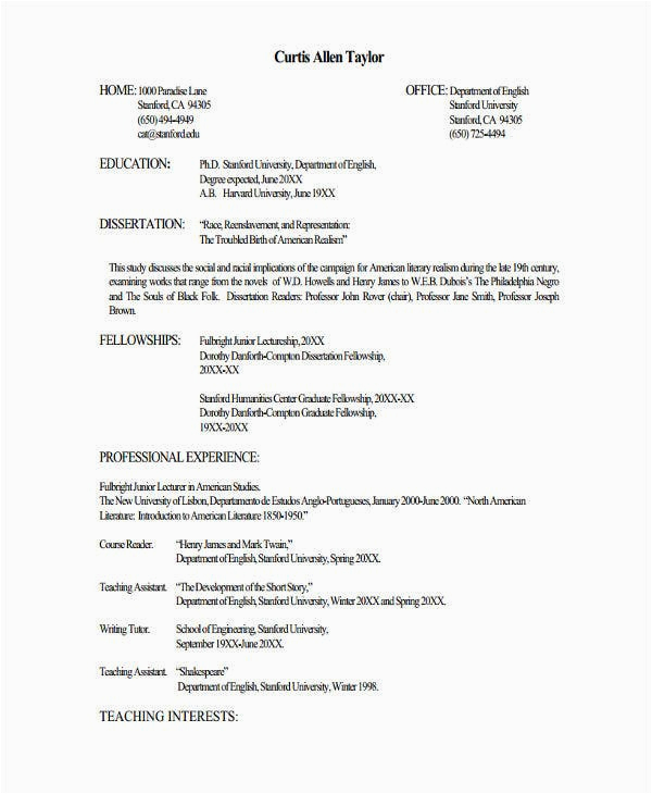 fresher lecturer resume template