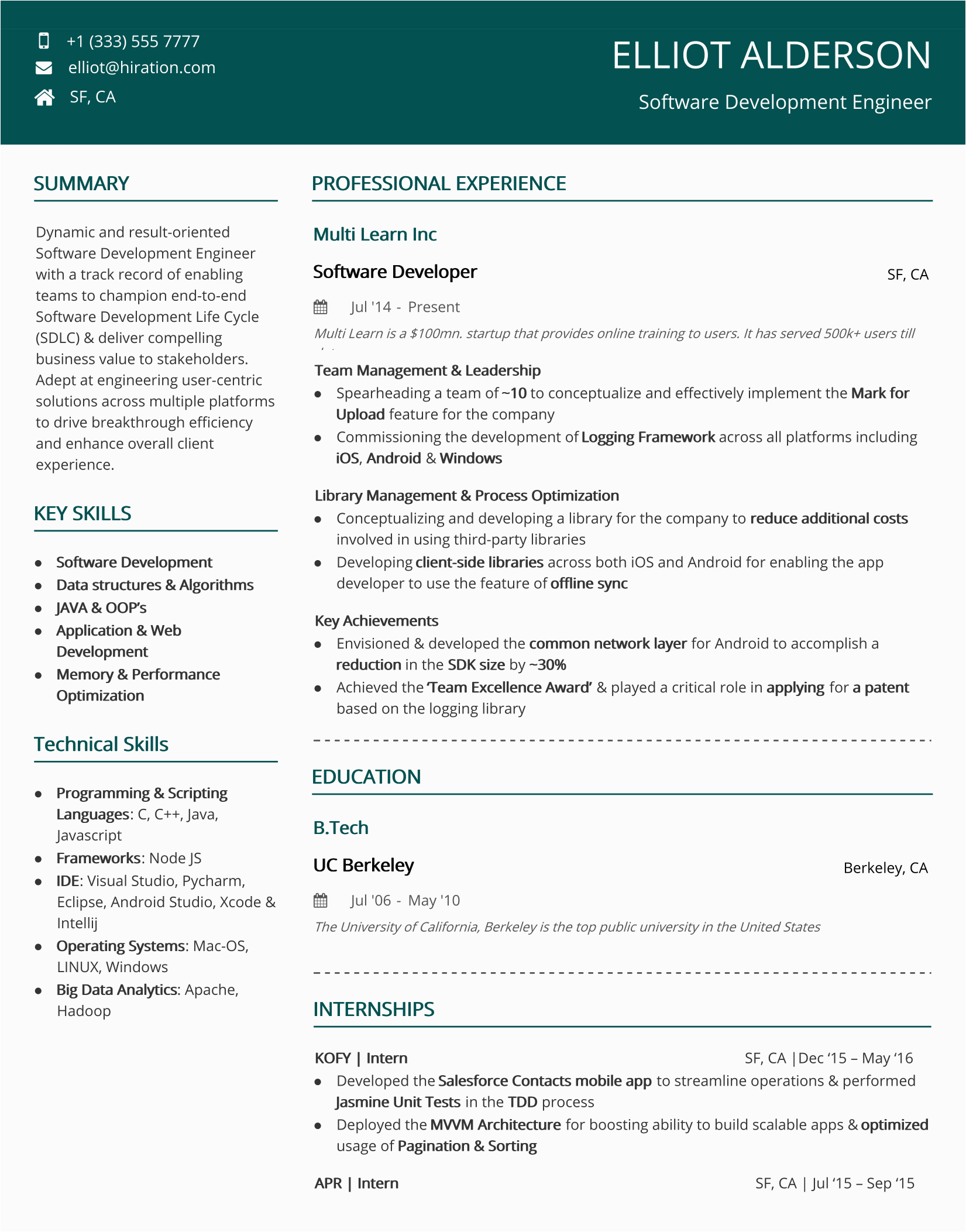 resume headers examples