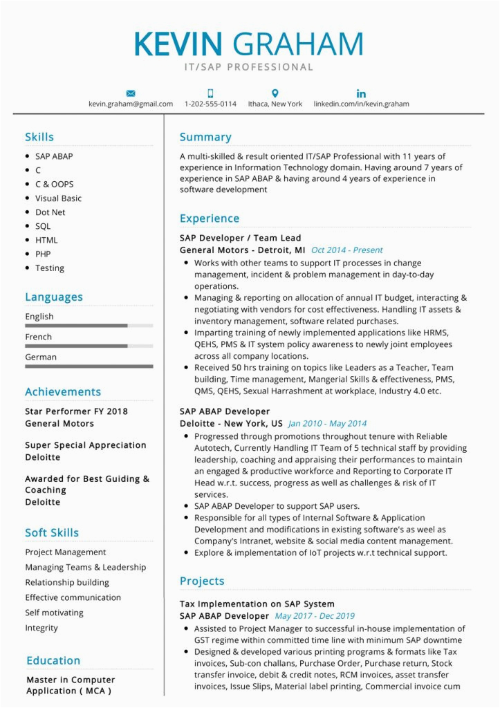 professional sap resume sample