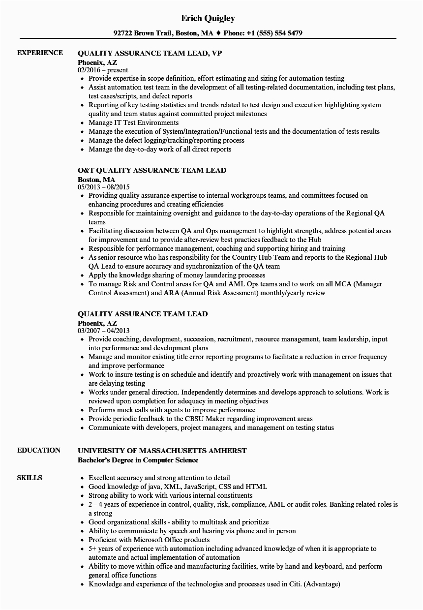 call center resume for quality analyst