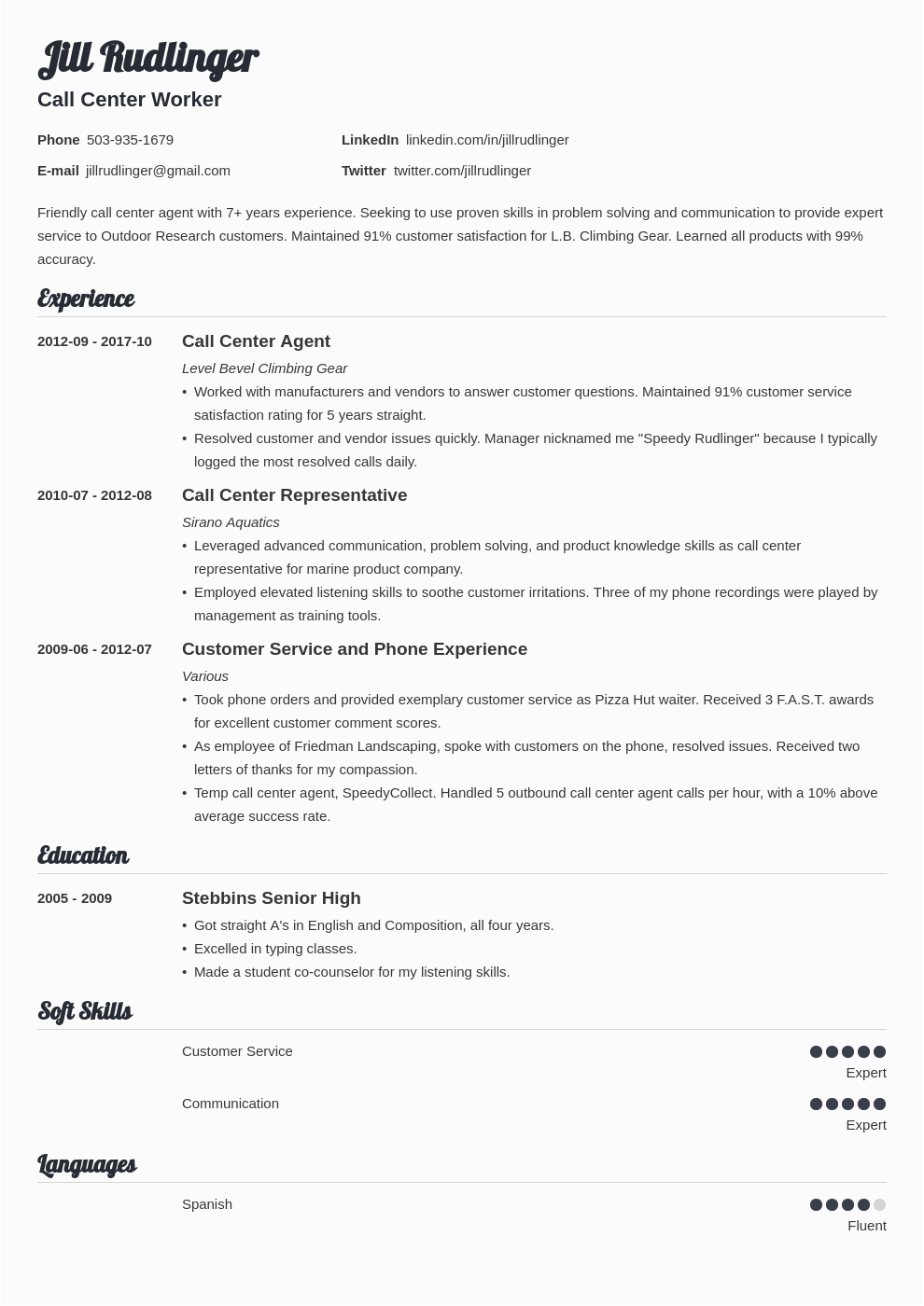 call center sample resume with no experience philippines