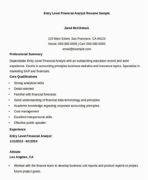finance resume