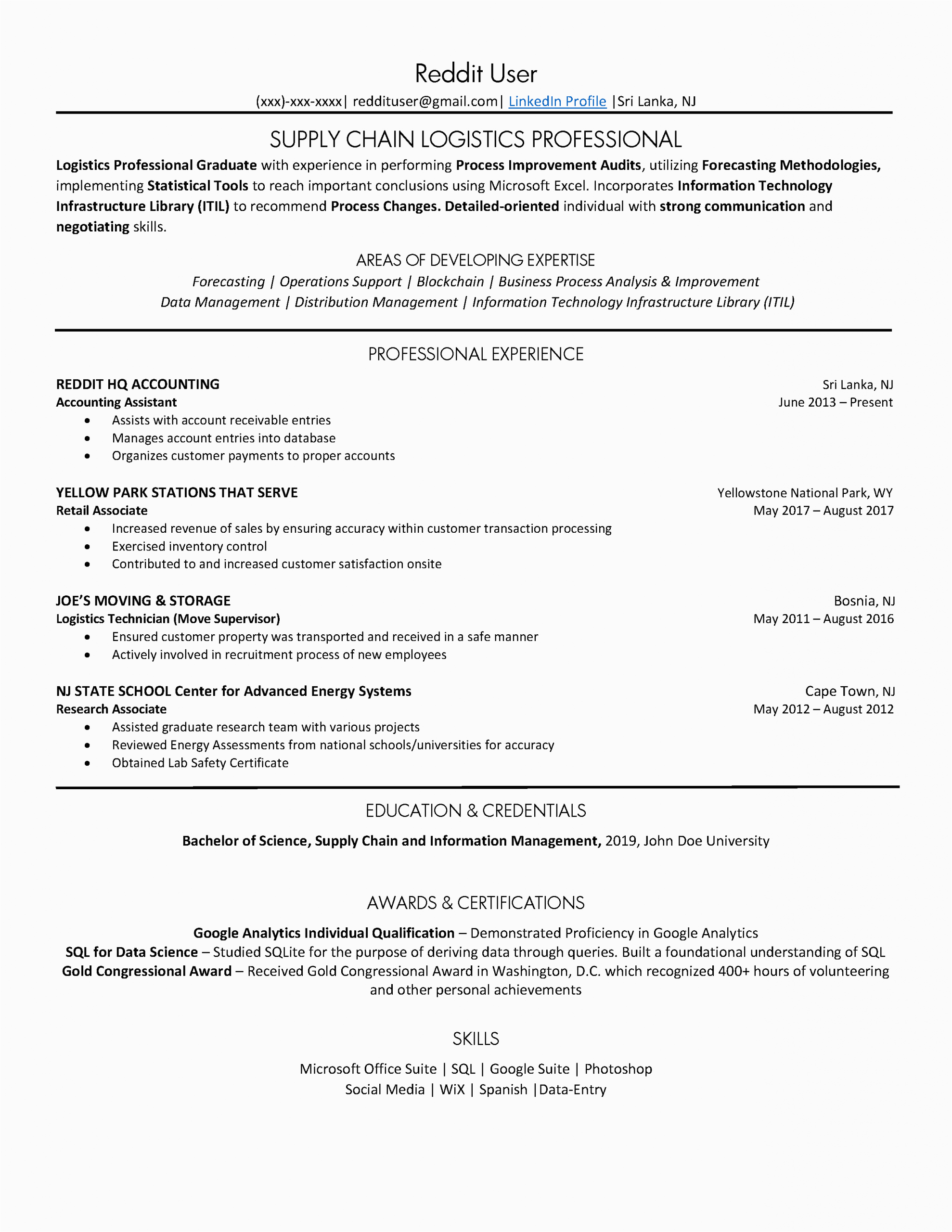 Entry Level Supply Chain Management Resume Sample Recent Grad Applying to Entry Level Supply Chain Jobs Help Pls