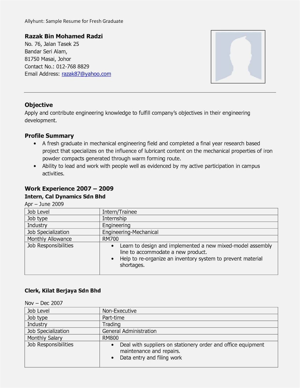 mechanical engineer resume format for