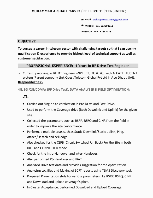 rf engineer arshad cv