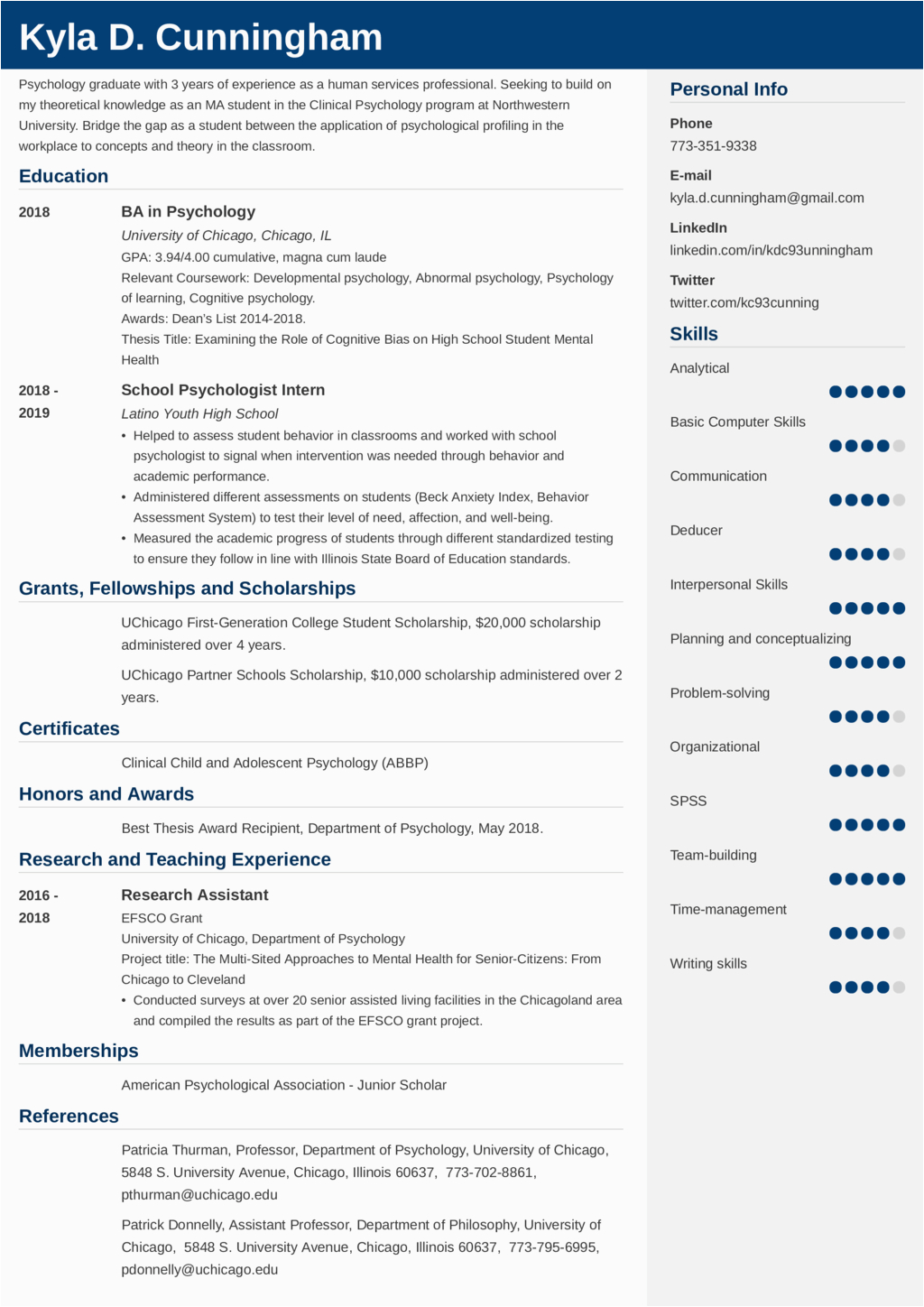 Sample Academic Resume for Graduate School Graduate School Resume Cv—sample Guide & Tips