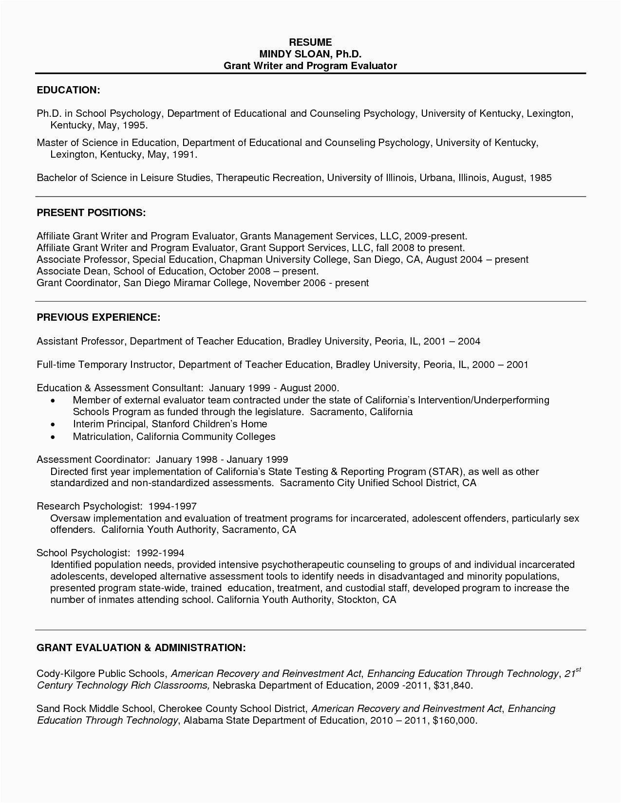 graduate school resume template