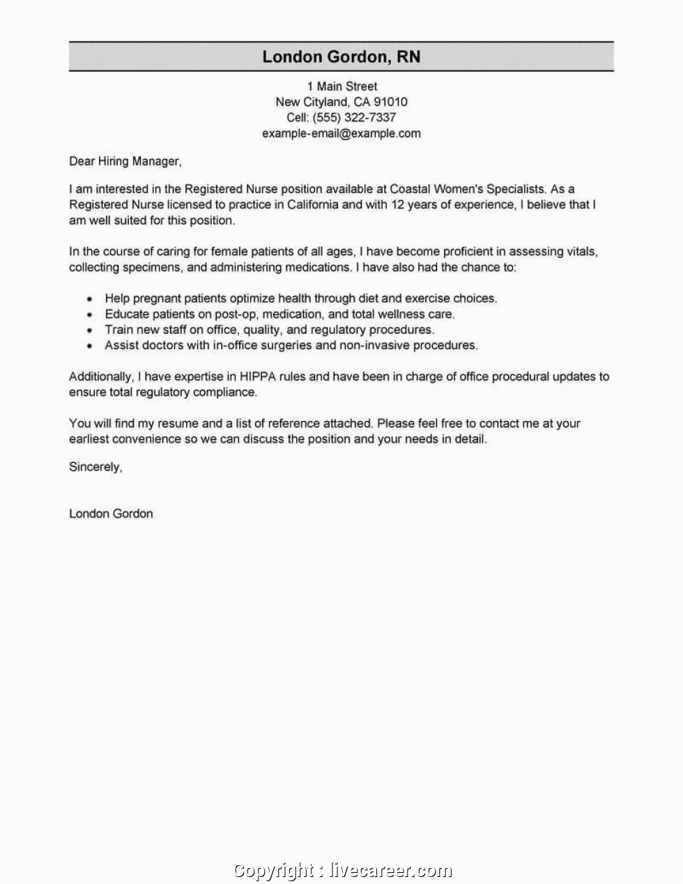 top nursing resume cover letter