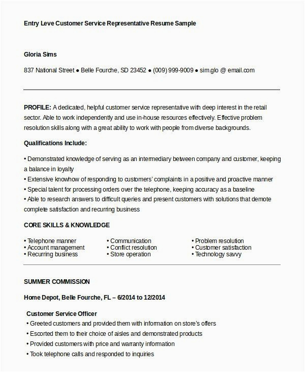 Sample Entry Level Customer Service Resume Entry Level Customer Service Resume Inspirational Customer