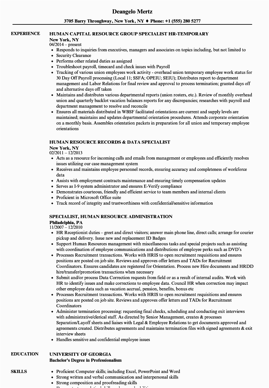 Sample Federal Human Resources Specialist Resume Hr Specialist Resume Examples Best Resume Examples