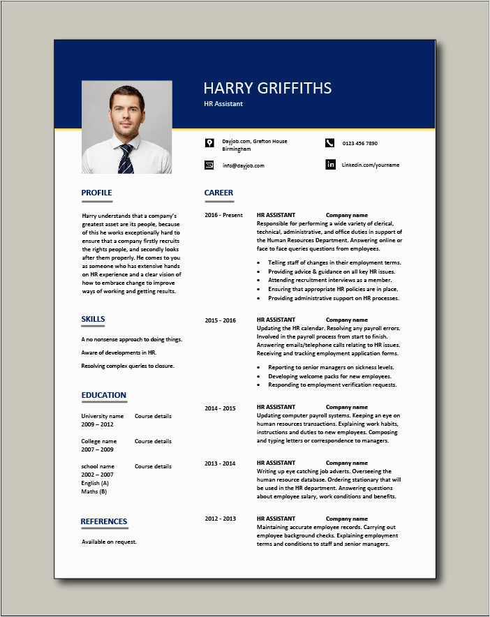 free hr assistant resume template 1