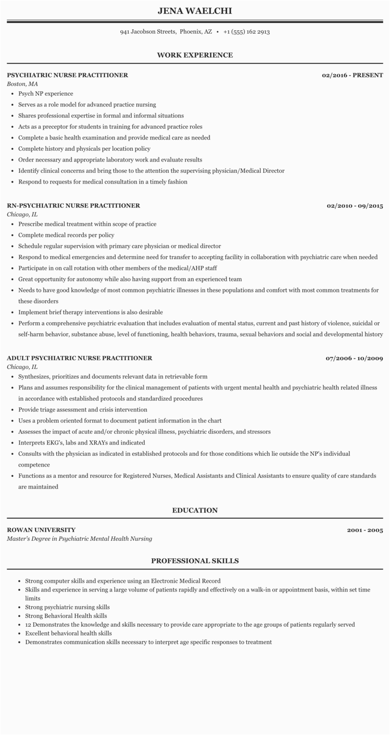 Sample New Grad Psych Np Resume Sample Nurse Practitioner Resume New Graduate