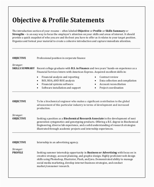 Sample Objective In Resume for Any Position Free 6 Sample Resume Objective Templates In Ms Word