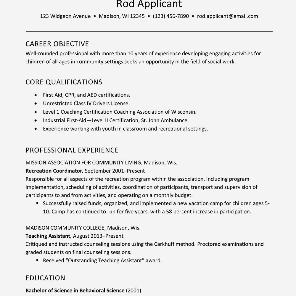 childcare social services worker resume example