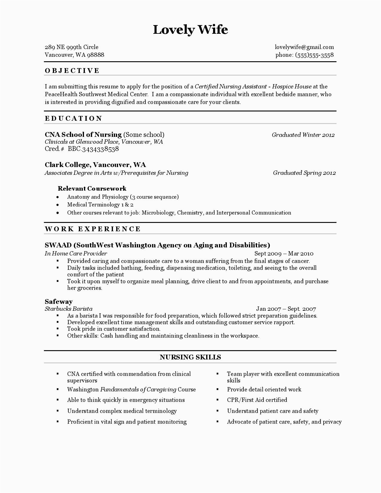 Sample Resume Cna No Previous Experience 12 13 List Of Cna Skills for Resume Loginnelkriver